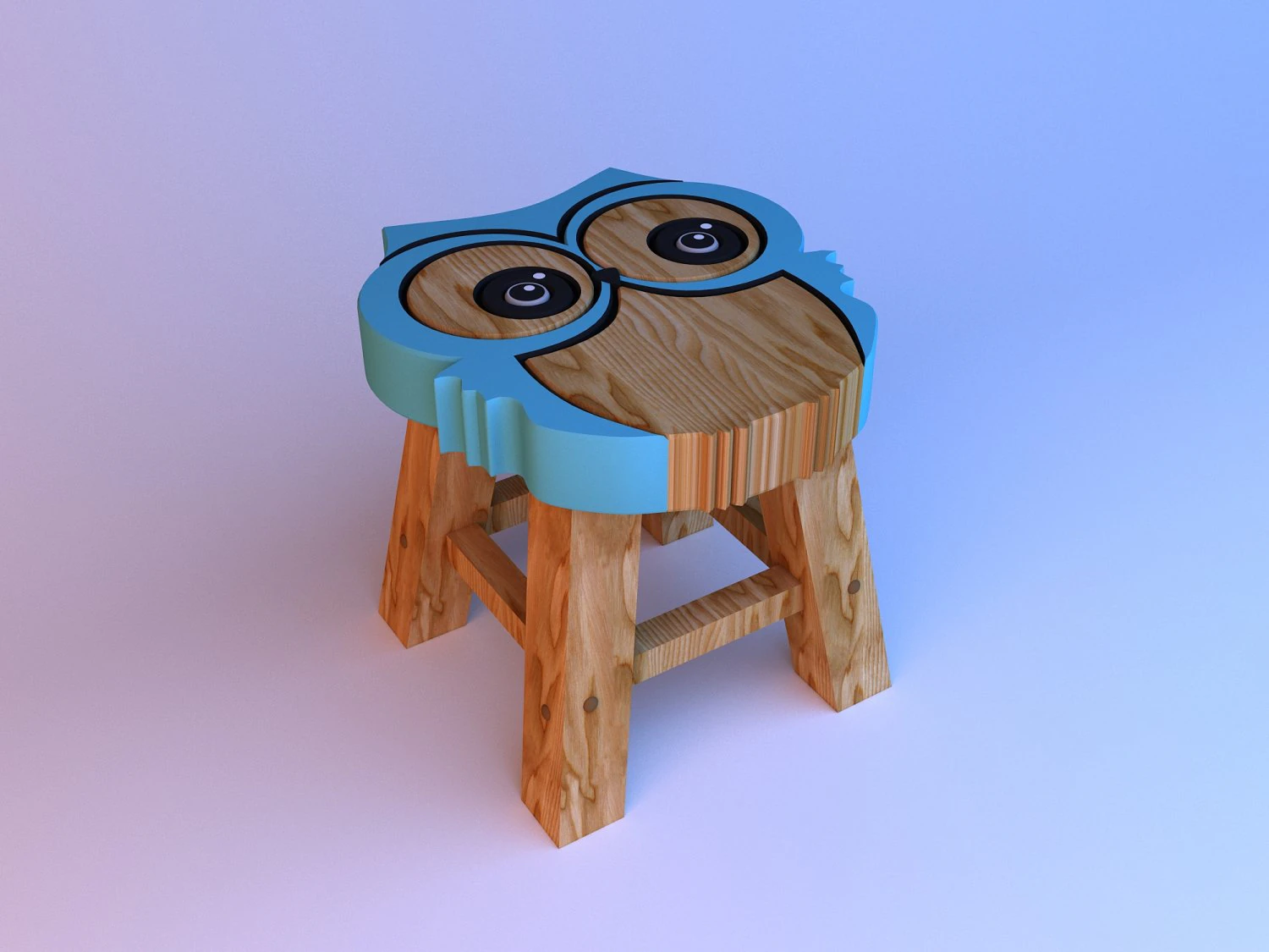 kid baby owl wood chair 3D Model .c4d .max .obj .3ds .fbx .stl .blend 