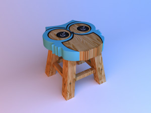 kid baby owl wood chair 3D Model