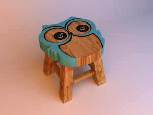 kid baby owl wood chair 3D मॉडल