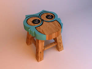 kid baby owl wood chair 3D Model