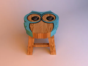 kid baby owl wood chair 3D Model