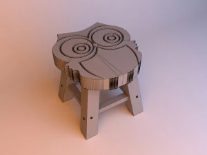 kid baby owl wood chair 3D Model