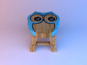 kid baby owl wood chair 3D Model