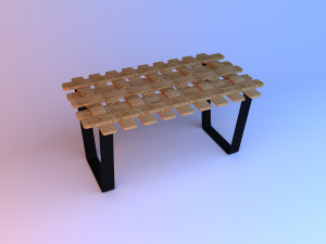 wicker wood table 3D Model