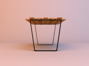 wicker wood table 3D Model