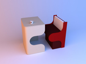 wood table and leather sofa - puzzle 3D Model