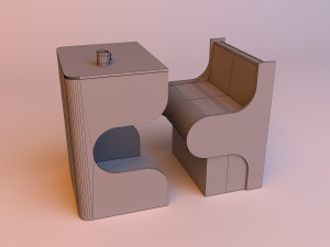 wood table and leather sofa - puzzle Modelo 3D