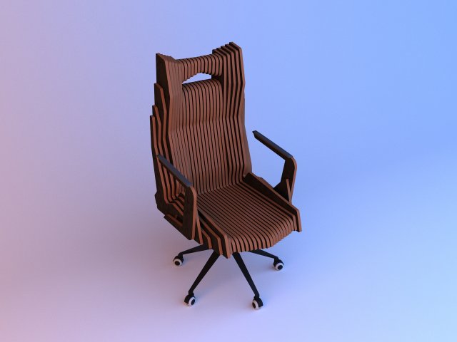 parametric wooden chair on the cross 3D Model .c4d .max .obj .3ds .fbx .stl .blend 