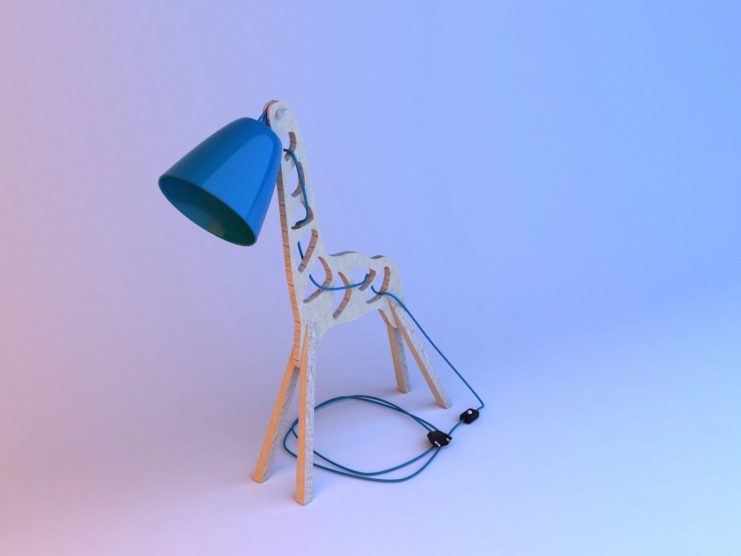 wood parametric giraffe lamp 3D Model .c4d .max .obj .3ds .fbx .stl .blend 