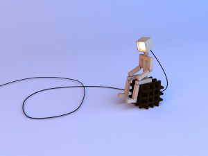 wood robot lamp 3D मॉडल