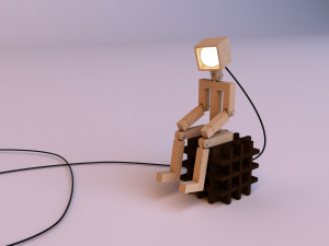 wood robot lamp Modelo 3D