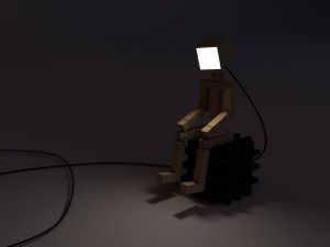 wood robot lamp Modelo 3D