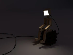 wood robot lamp 3D Model