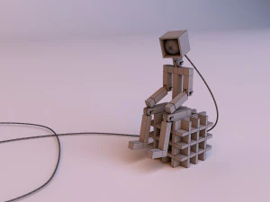 wood robot lamp 3D Model