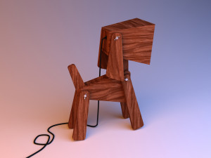 wood dog lamp 3D 模型