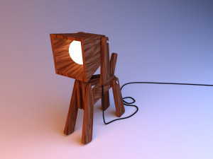 wood dog lamp 3D 模型