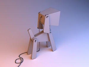 wood dog lamp 3D 模型