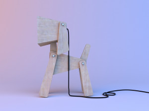 wood dog lamp 3D 模型