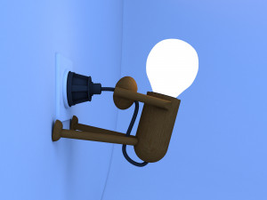 wood little man lamp Model 3D