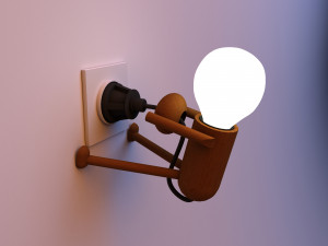 wood little man lamp Modèle 3D