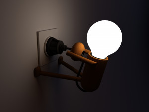 wood little man lamp Modèle 3D