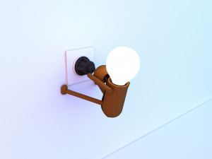 wood little man lamp Modèle 3D