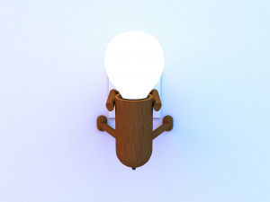 wood little man lamp Modèle 3D