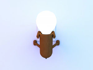 wood little man lamp 3D Model