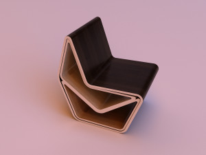 folding wood chair with coffee table 3D Модель