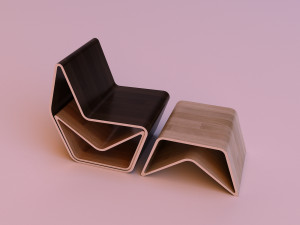 folding wood chair with coffee table 3D Модель