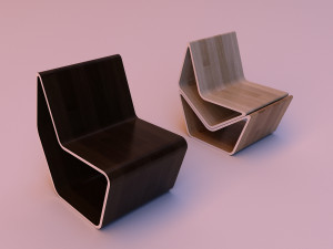 folding wood chair with coffee table 3D Модель