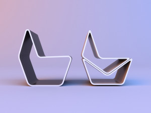 folding wood chair with coffee table 3D Модель