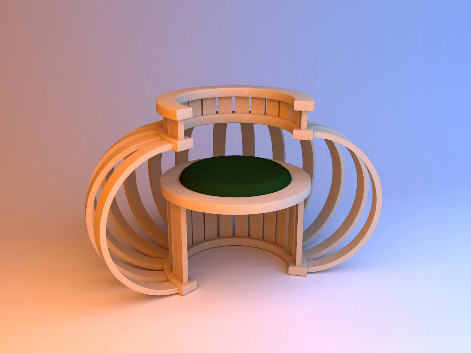 unusual wood chair 3D Model .c4d .max .obj .3ds .fbx .stl .blend