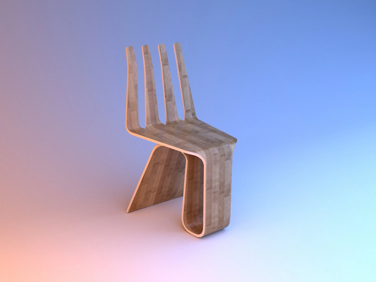 wood chair fork 3D Model .c4d .max .obj .3ds .fbx .stl .blend
