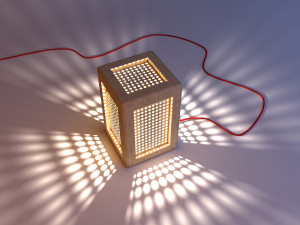 vintage wood lamp with lattice-grid Modelo 3D