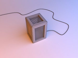 vintage wood lamp with lattice-grid 3D मॉडल