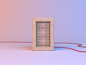 vintage wood lamp with lattice-grid 3D मॉडल