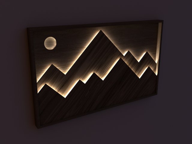 mountain wall art light 3D Model .c4d .max .obj .3ds .fbx .stl .blend 