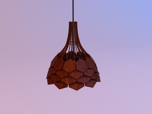 pinecone wood pendant lamp 3D Model .c4d .max .obj .3ds .fbx .stl .blend 