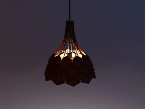 pinecone wood pendant lamp 3D Model