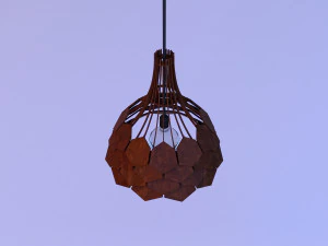 pinecone wood pendant lamp 3D Model