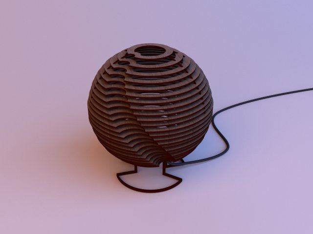 vintage table wood sphere lamp Model 3D .c4d .max .obj .3ds .fbx .stl .blend