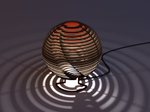 vintage table wood sphere lamp Model 3D