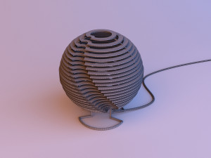 vintage table wood sphere lamp Model 3D