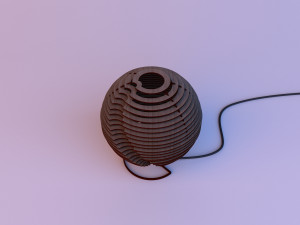 vintage table wood sphere lamp Model 3D