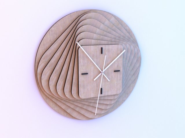 parametric wood clock 3Dモデル .c4d .max .obj .3ds .fbx .stl .blend 