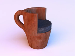 sedia con tazza di caff&egrave; in legno Modello 3D