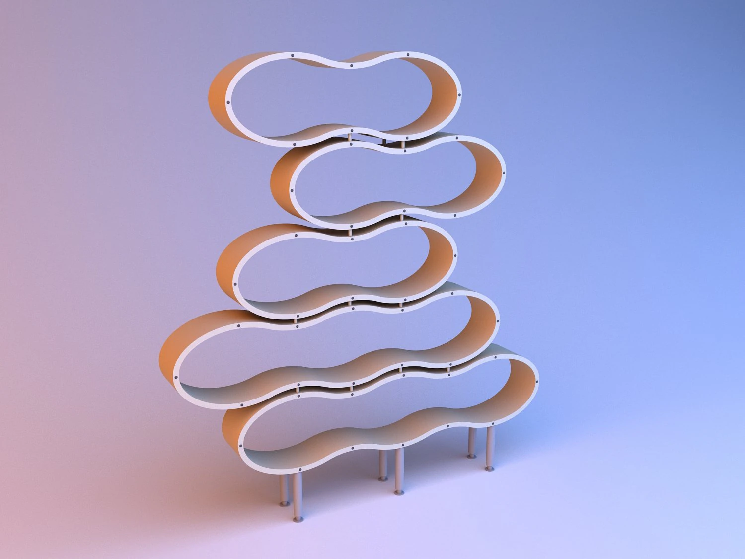 wavy shelves cupboard 3D Model .c4d .max .obj .3ds .fbx .stl .blend 
