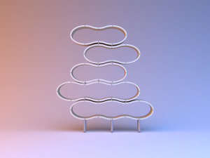wavy shelves cupboard 3D 모델