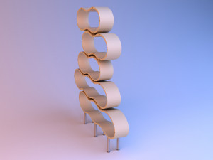 wavy shelves cupboard 3D 모델